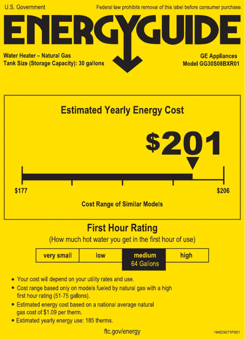 Page n°1 - Label énergétique GE GG30S08BXR
