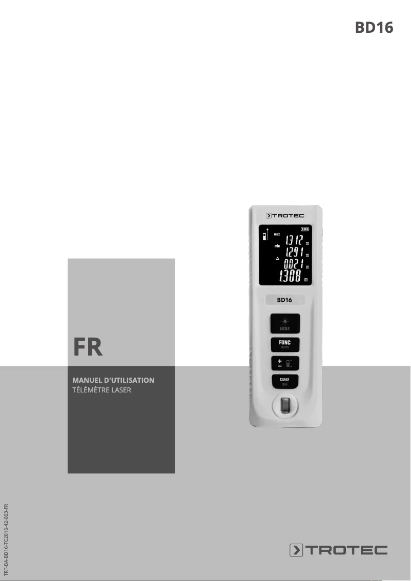 Page n°1 - Manuel utilisateur Trotec BD16