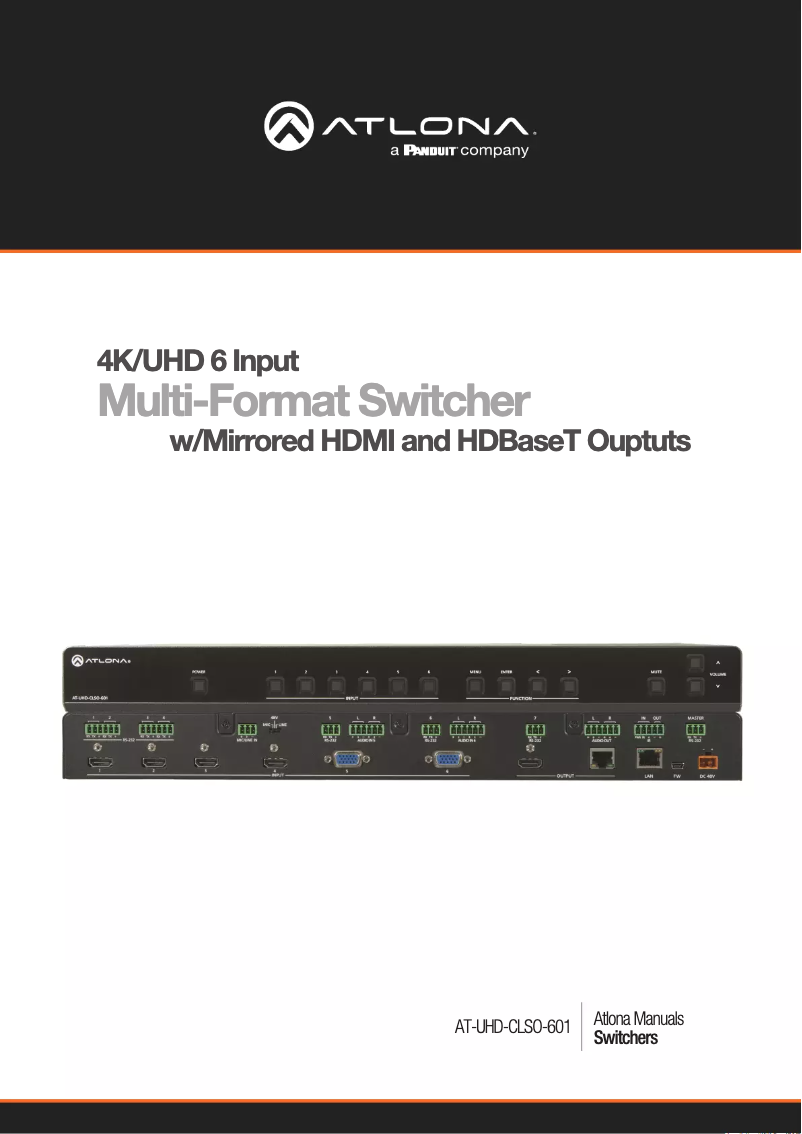 Page 1 de la notice Manuel utilisateur Atlona AT-UHD-CLSO-601