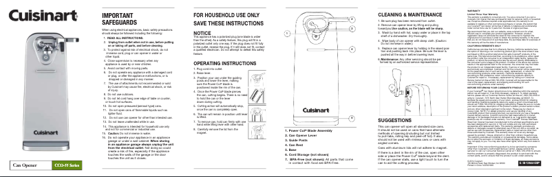 Page n°1 - Manuel utilisateur Cuisinart CCO-55