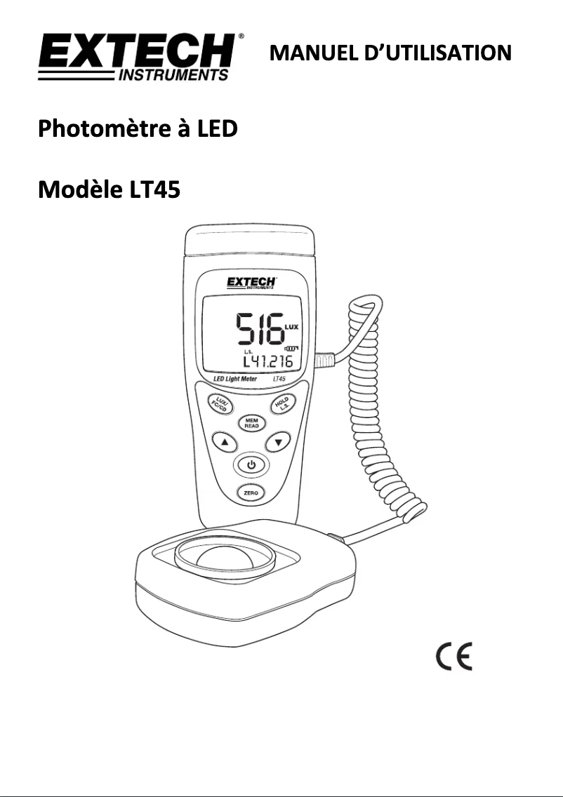 Page 1 of the manual User Manual Extech LT45