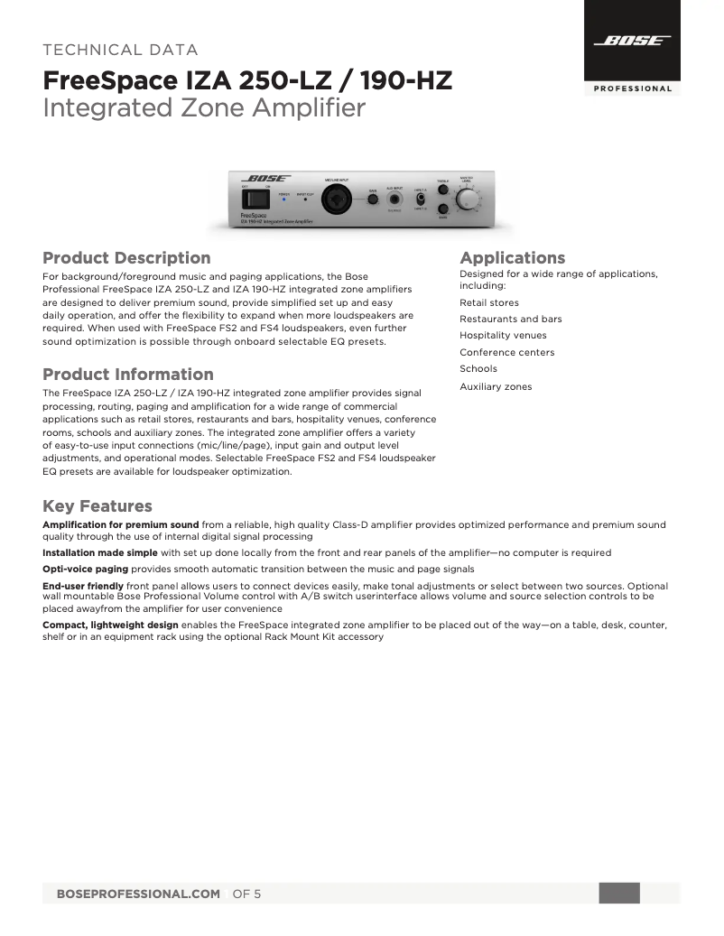 Image de la première page du manuel de l'appareil FreeSpace IZA 250-LZ