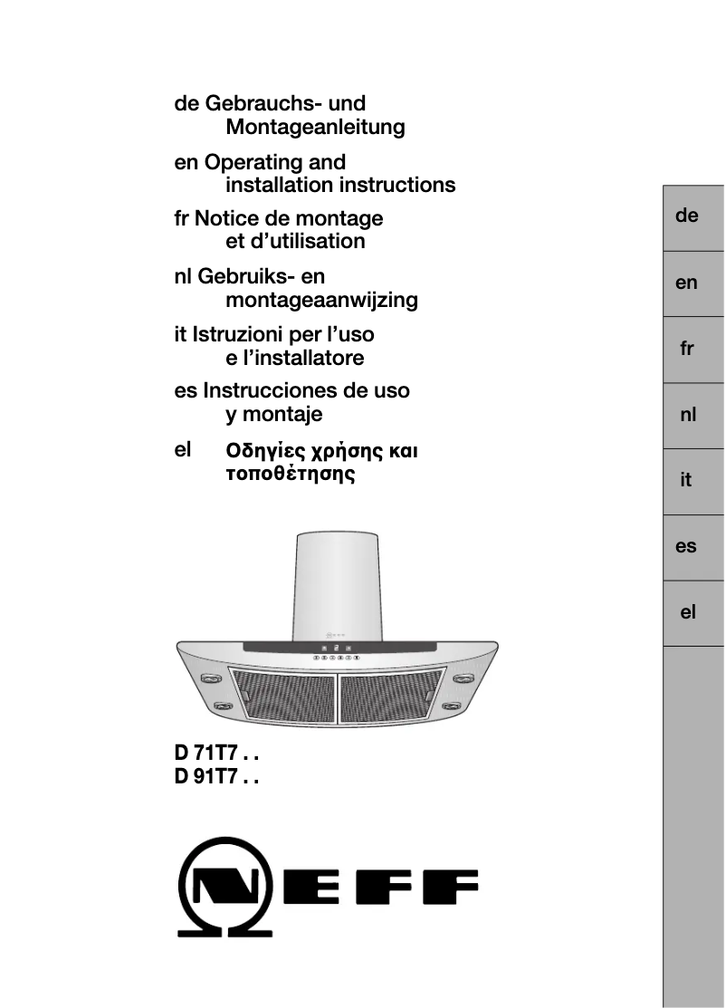 Page 1 de la notice Manuel utilisateur Neff D71T7