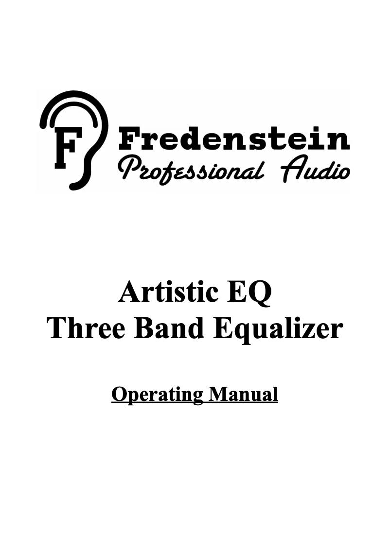 Page 1 de la notice Manuel utilisateur Fredenstein Artistic EQ