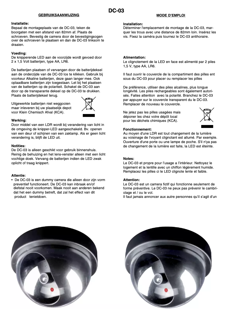 Page 1 de la notice Manuel utilisateur Alecto DC-03