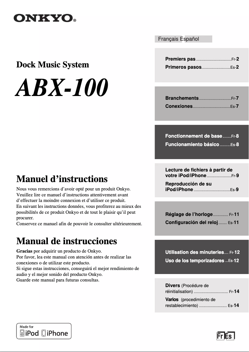 Page n°1 - Manuel utilisateur Onkyo ABX-100