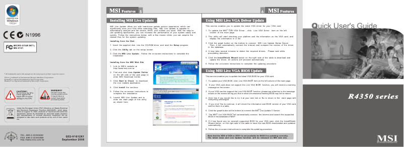 Page 1 de la notice Manuel utilisateur MSI Radeon HD 4350