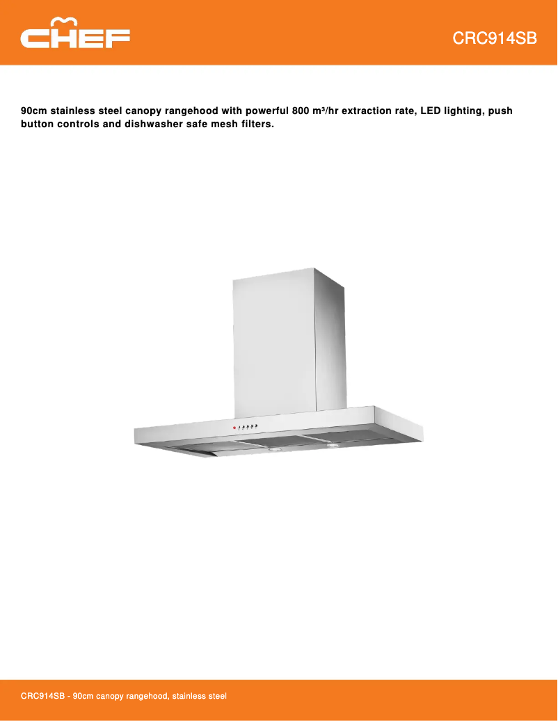 Página 1 del manual Ficha técnica Chef CRC914SB