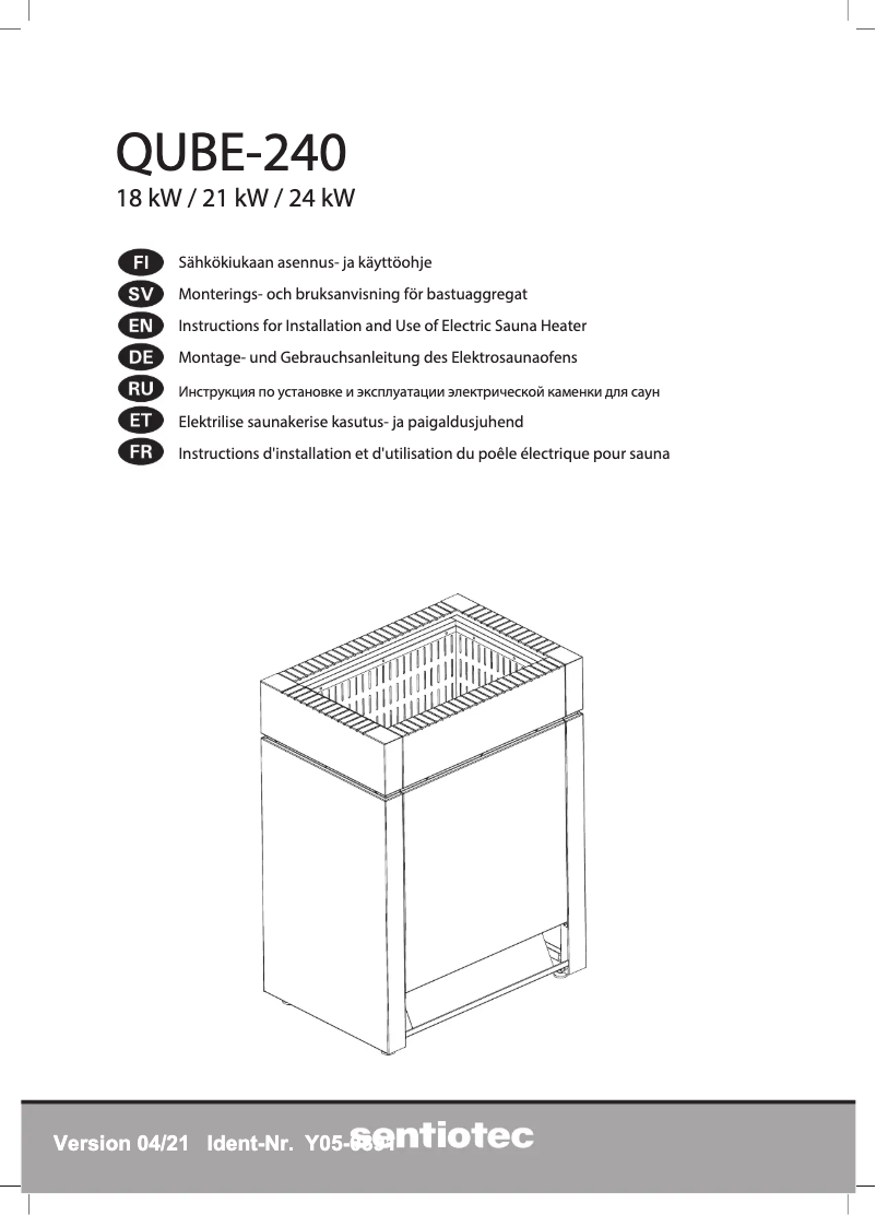 Page n°1 - Manuel utilisateur Harvia QUBE-240