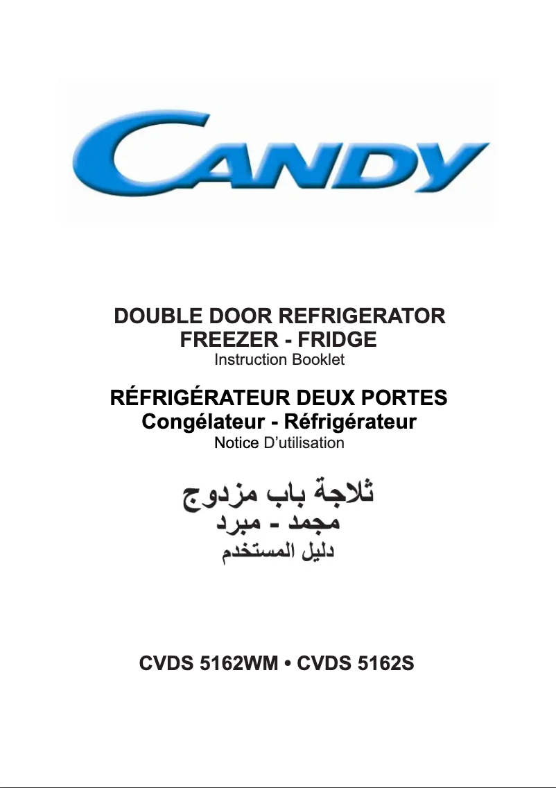 Page n°1 - Manuel utilisateur Candy CVDS 5162S
