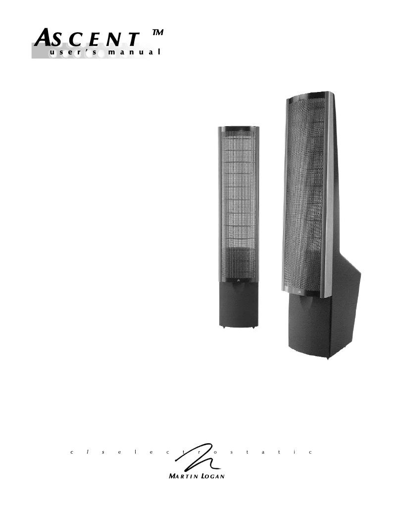 Page n°1 - Manuel utilisateur Martin Logan Ascent