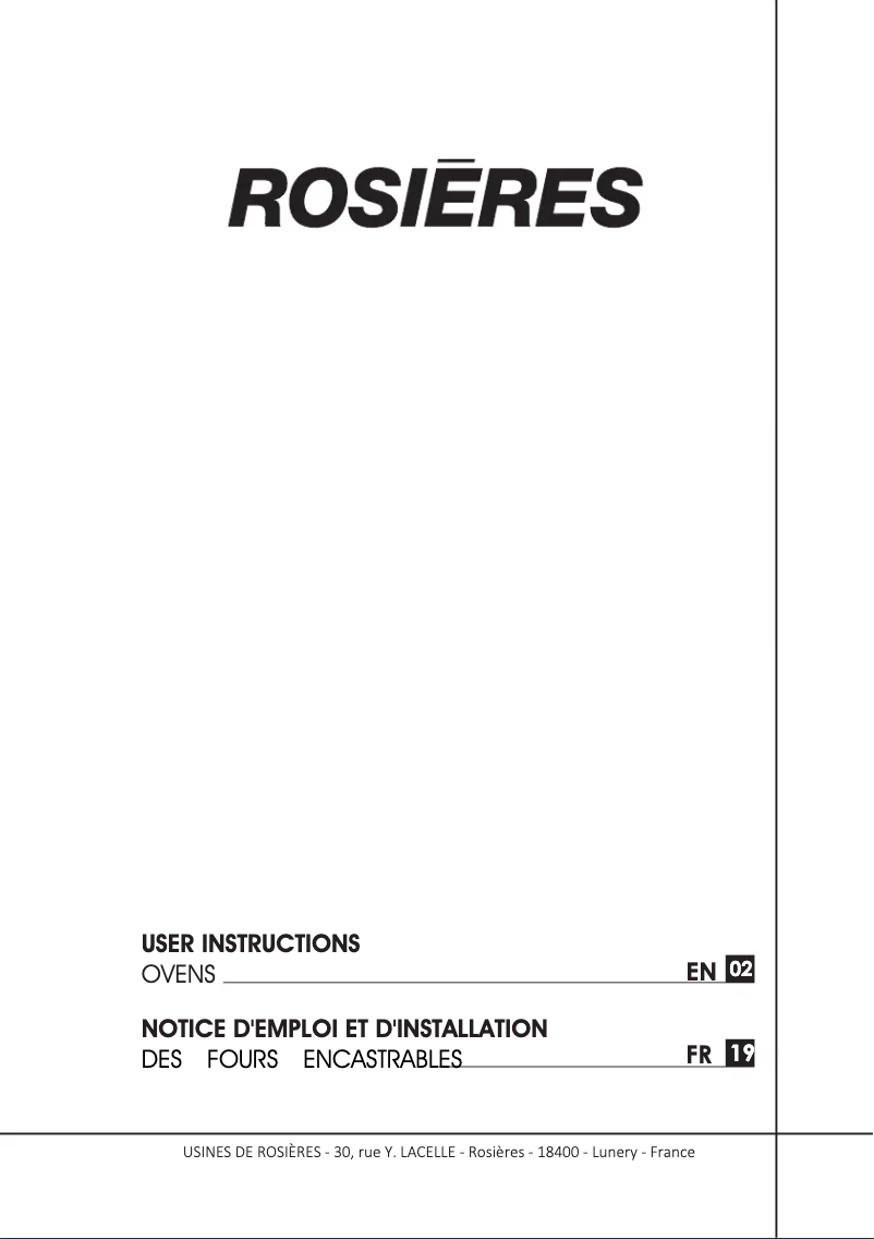 Page 1 de la notice Manuel utilisateur Rosieres RFC33IN WIFI