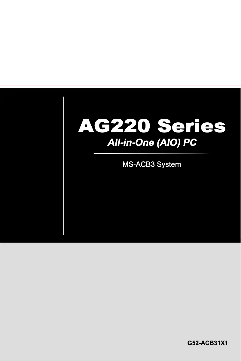 Page n°1 - Manuel utilisateur MSI Wind Top AG220 2PE-018TW