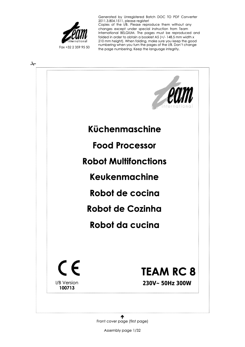 Page n°1 - Manuel utilisateur Team RC 8