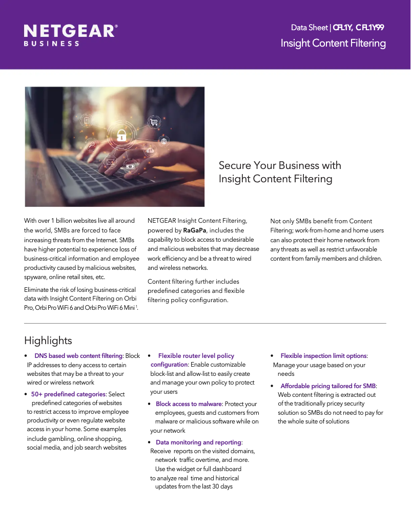Página 1 del manual Manual de usuario Netgear Insight Content Filtering