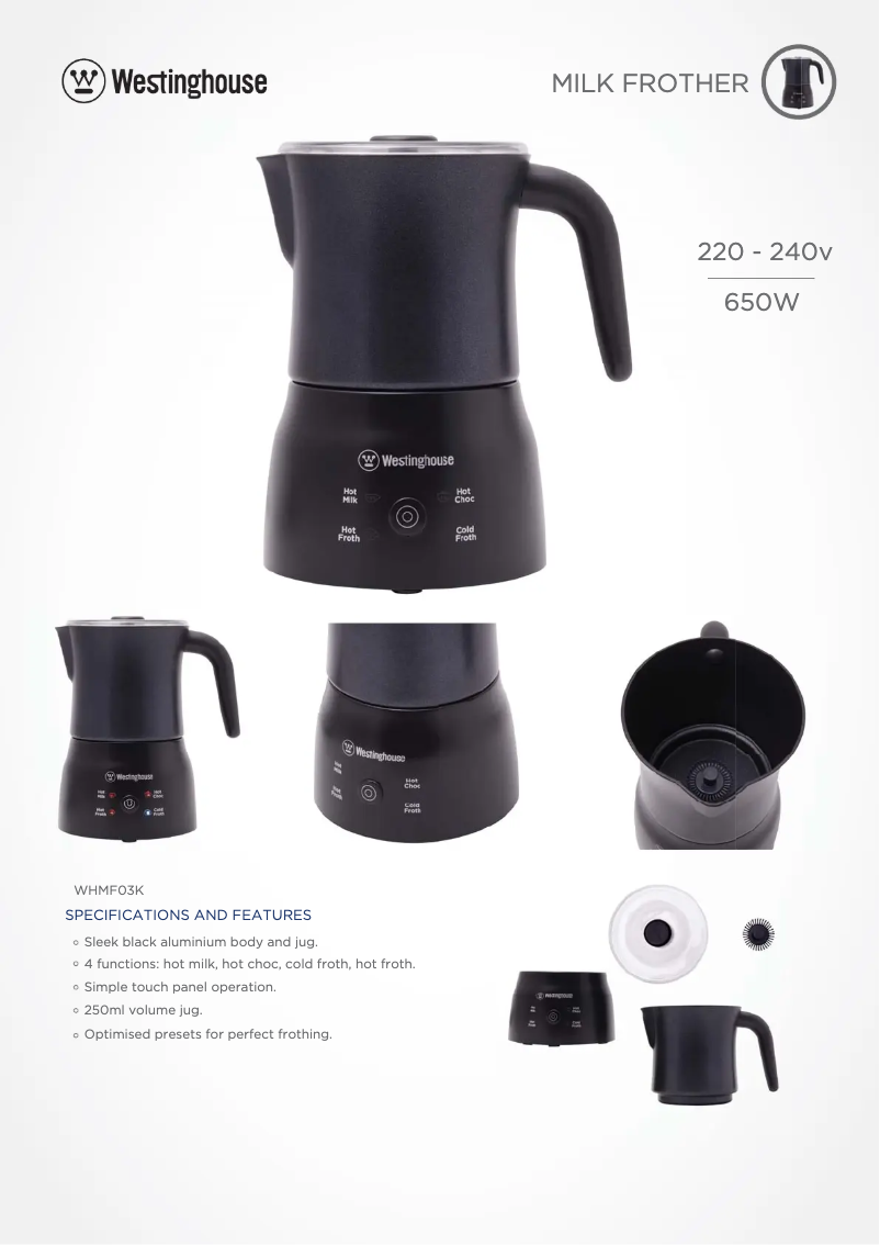 Page n°1 - Fiche technique Westinghouse WHMF03K