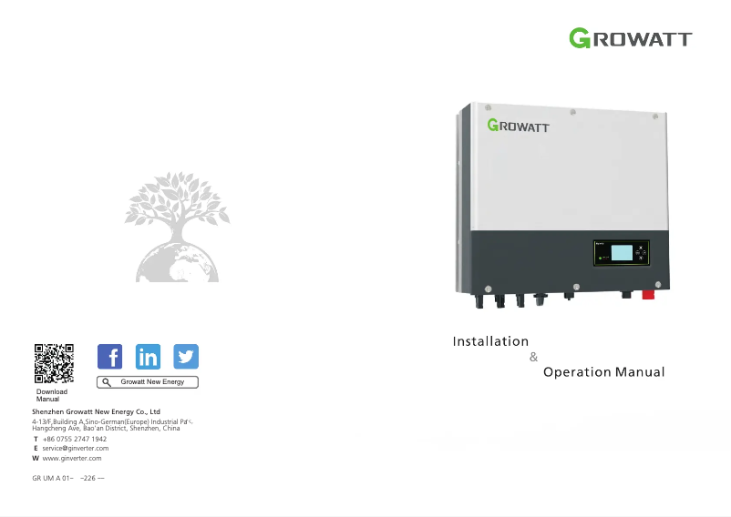 Page 1 de la notice Manuel utilisateur Growatt SPH6000TL3 BH-UP