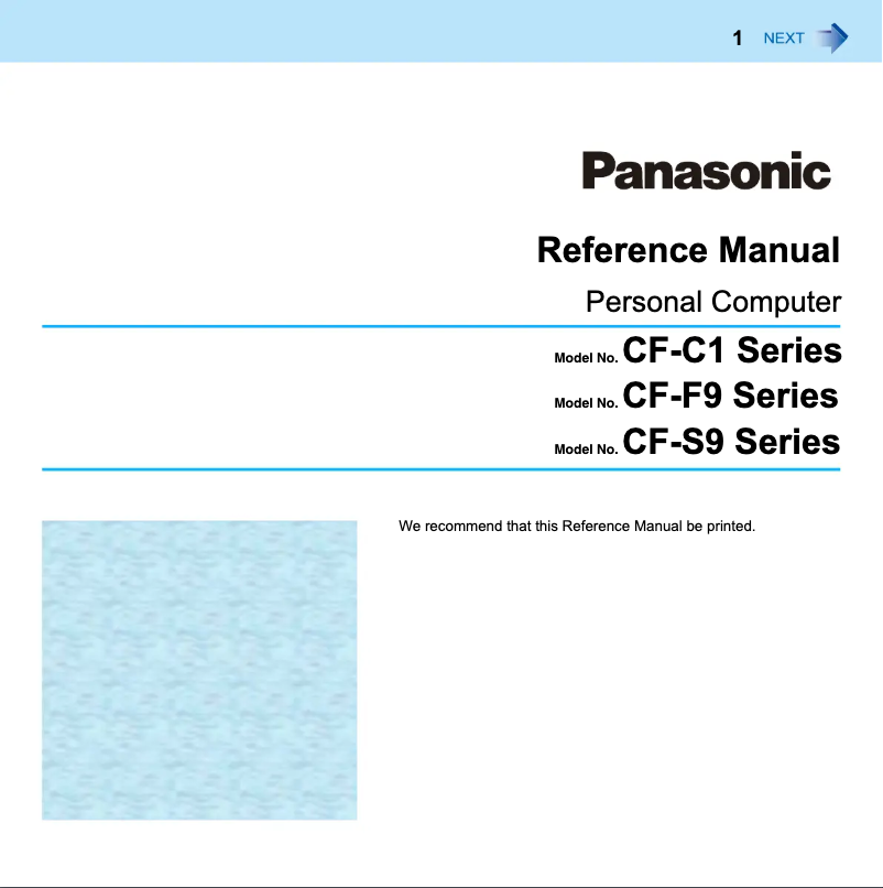 Image de la première page du manuel de l'appareil Toughbook F9