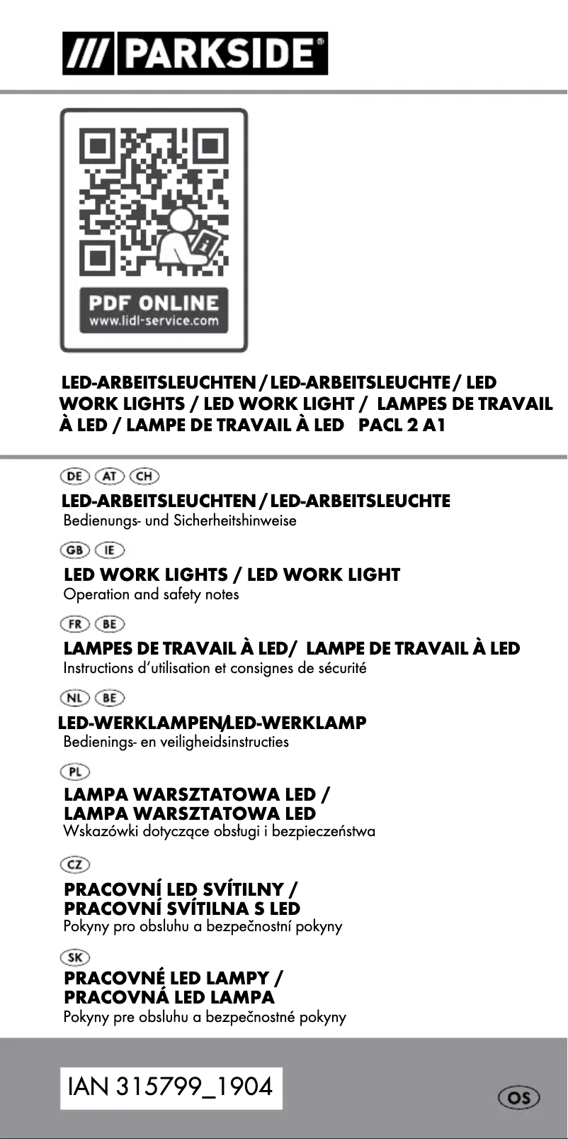 Page n°1 - Manuel utilisateur Parkside PACL 2 A1