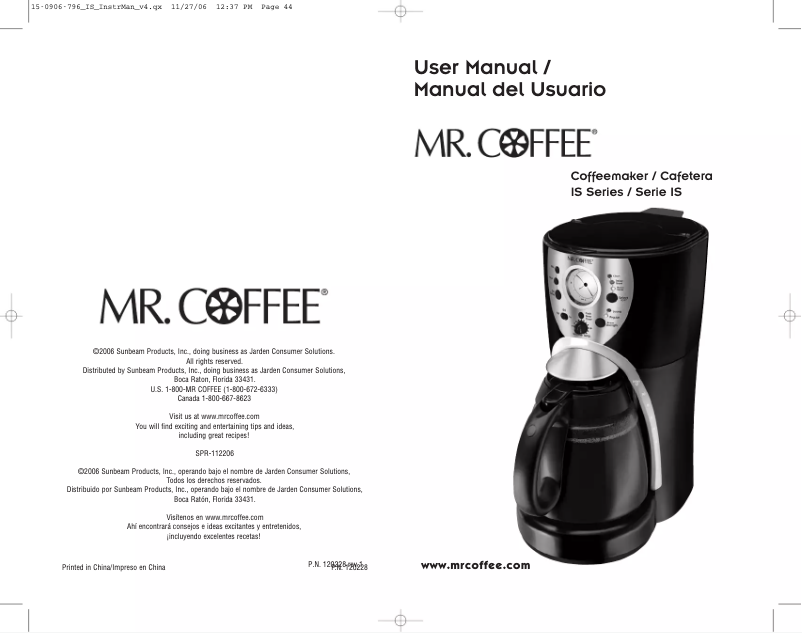 Page 1 de la notice Manuel utilisateur Mr. Coffee ISS12