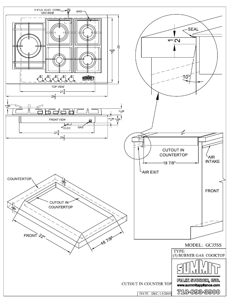 Page 1 de la notice Manuel utilisateur Summit GCJ5SSLP