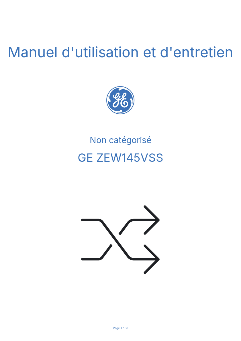 Image de la première page du manuel de l'appareil ZEW145VSS