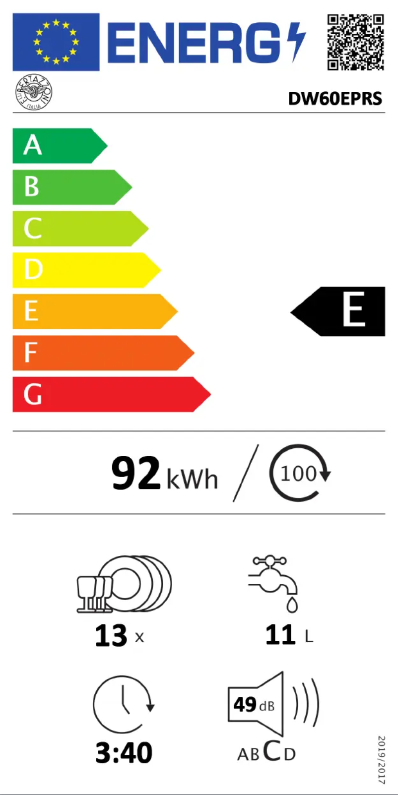 Image de la première page du manuel de l'appareil DW60EPRS