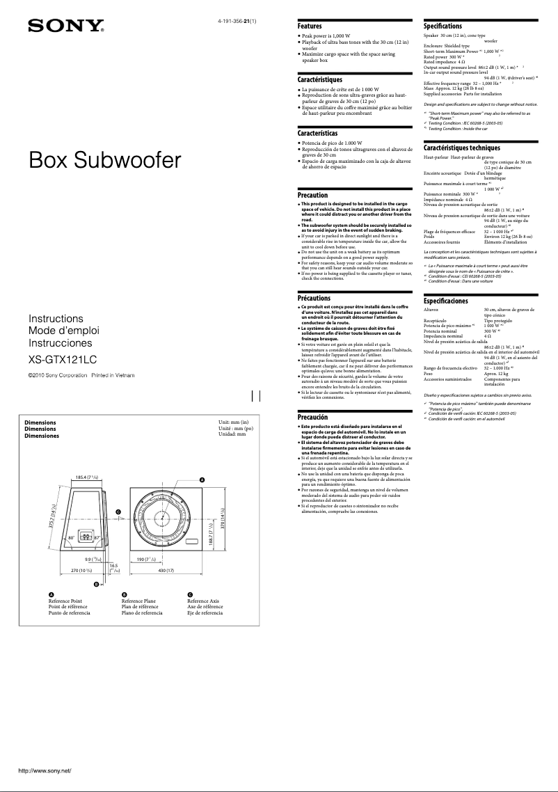 Image de la première page du manuel de l'appareil XS-GTX121LC