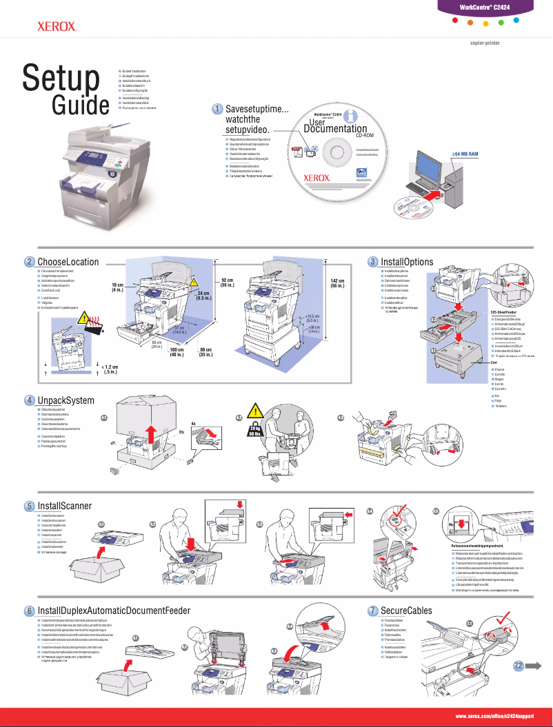 Page n°1 - Guide d'installation Xerox WorkCentre C2424
