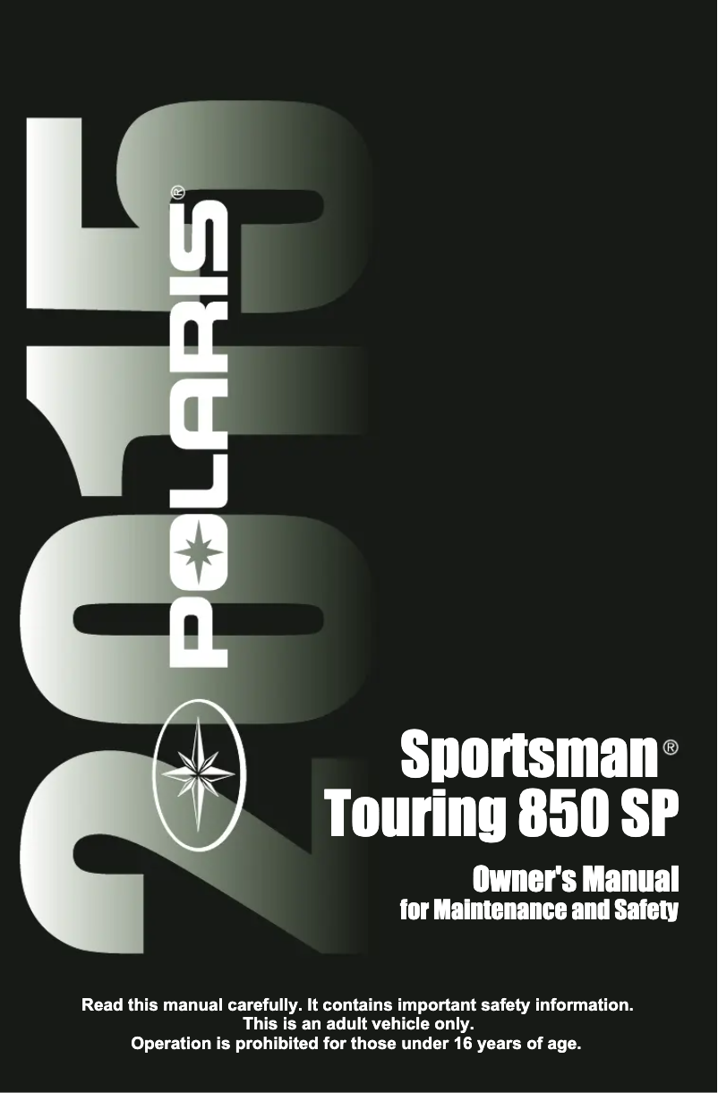 Página 1 del manual Manual de usuario Polaris Sportsman Touring 850 SP (2015)