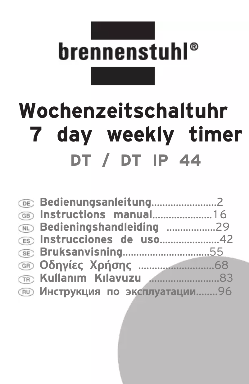 Page 1 de la notice Manuel utilisateur Brennenstuhl DT IP 44
