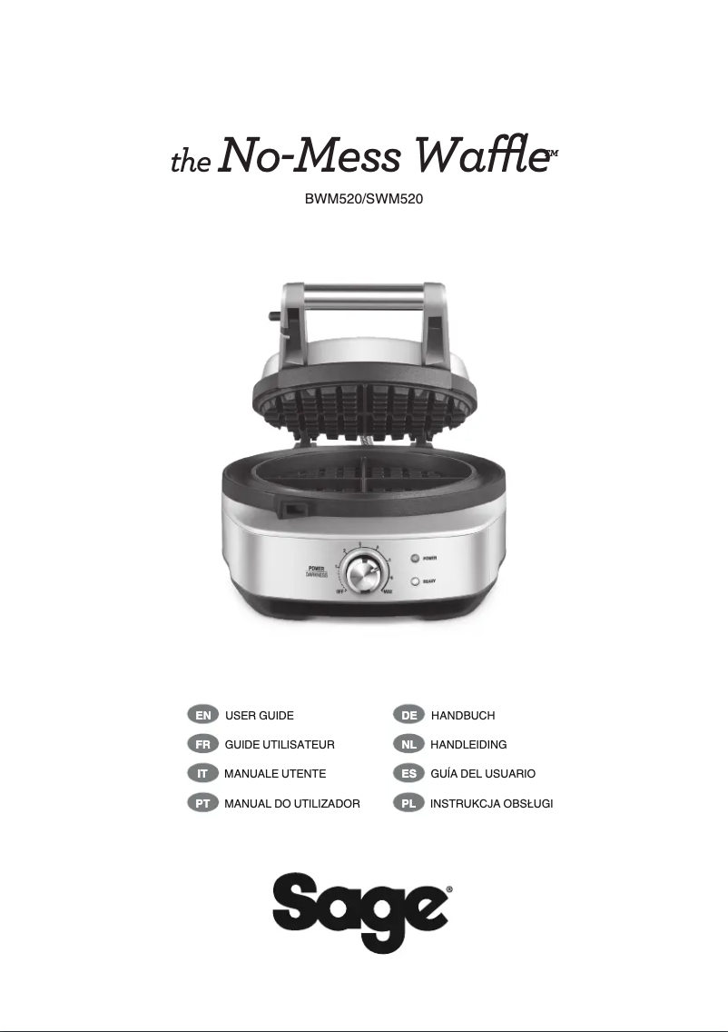 Page 1 de la notice Manuel utilisateur Sage the No-mess Waffle SWM520
