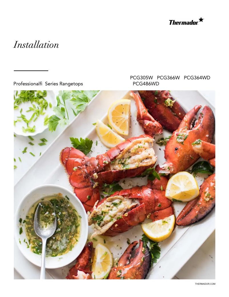 Page 1 de la notice Guide d'installation Thermador PCG305W