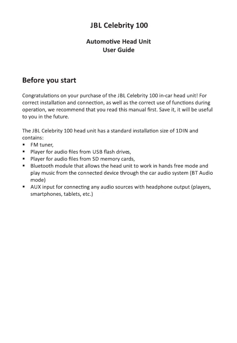 Page 1 de la notice Manuel utilisateur JBL Celebrity 100