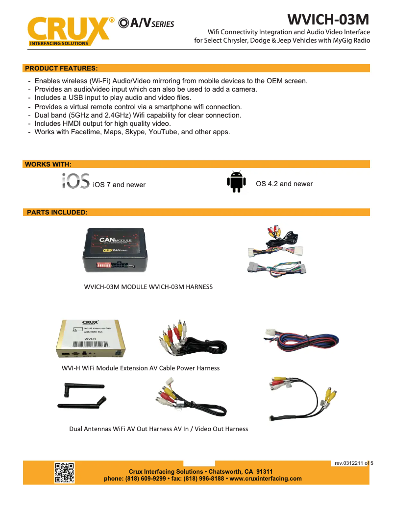 Page n°1 - Manuel utilisateur CRUX WVICH-03M