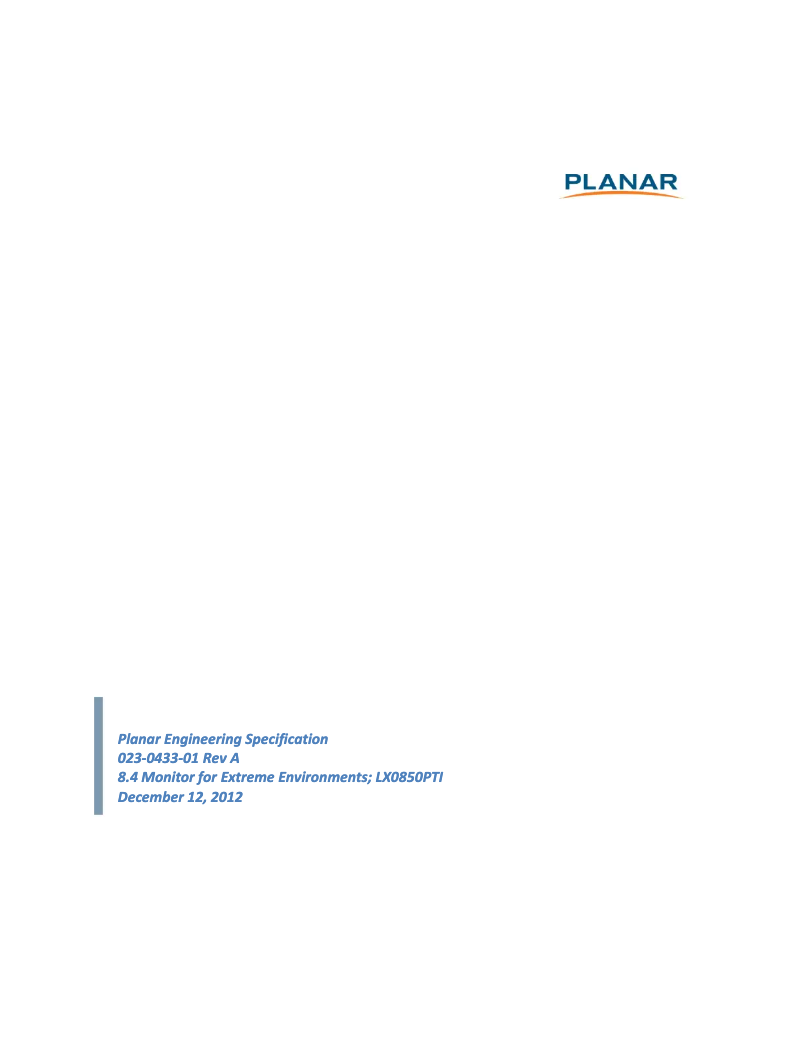 Page 1 de la notice Manuel utilisateur Planar LX0850PTI