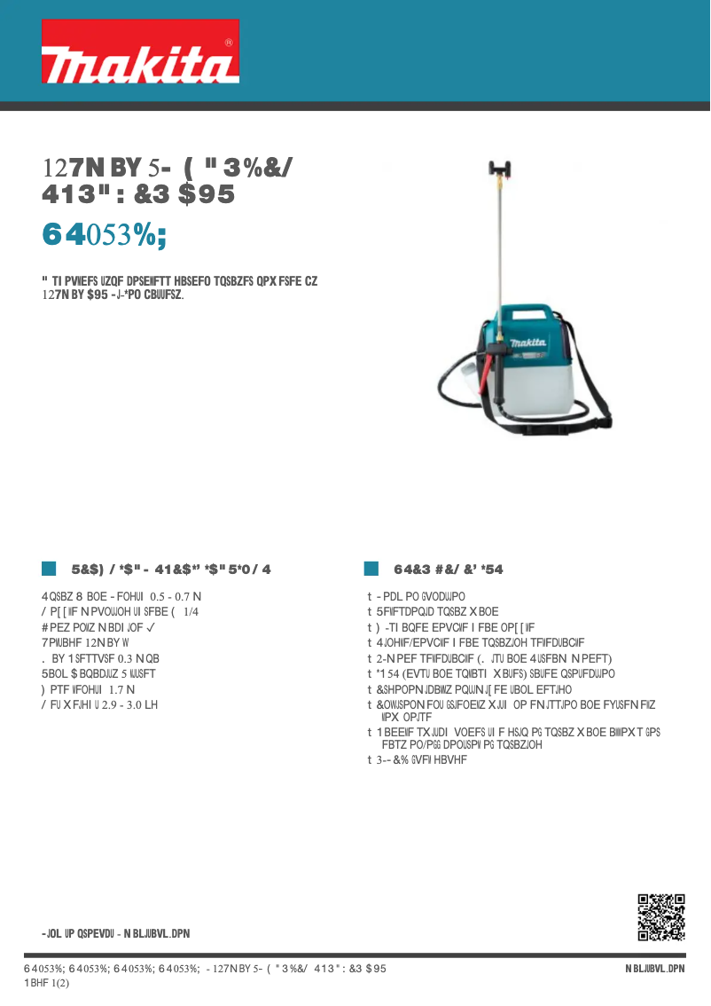 Page n°1 - Fiche technique Makita US053DZ
