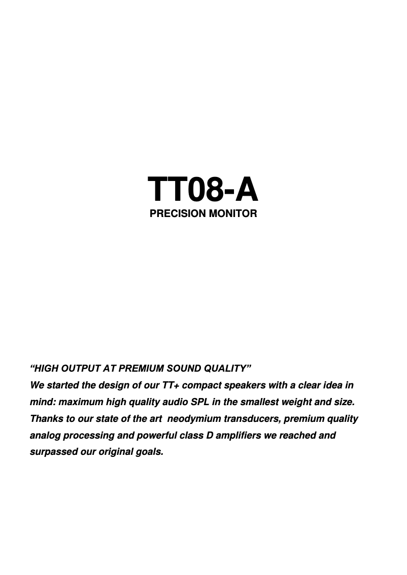 Page 1 de la notice Manuel utilisateur RCF TT 08-A