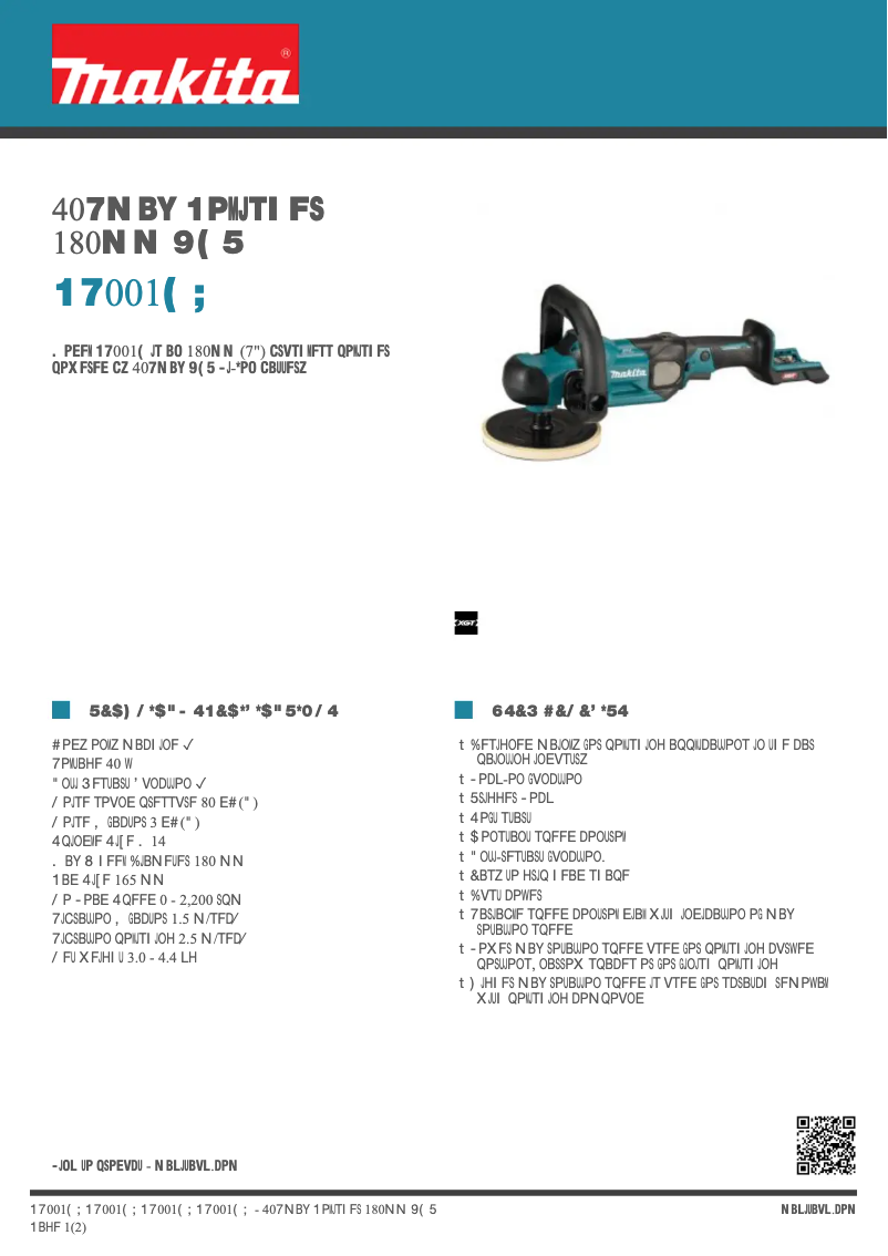 Página 1 del manual Ficha técnica Makita PV001G