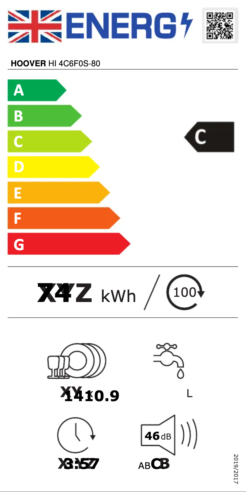 Page 1 of the manual Energy Label Hoover HI 4C6F0S-80