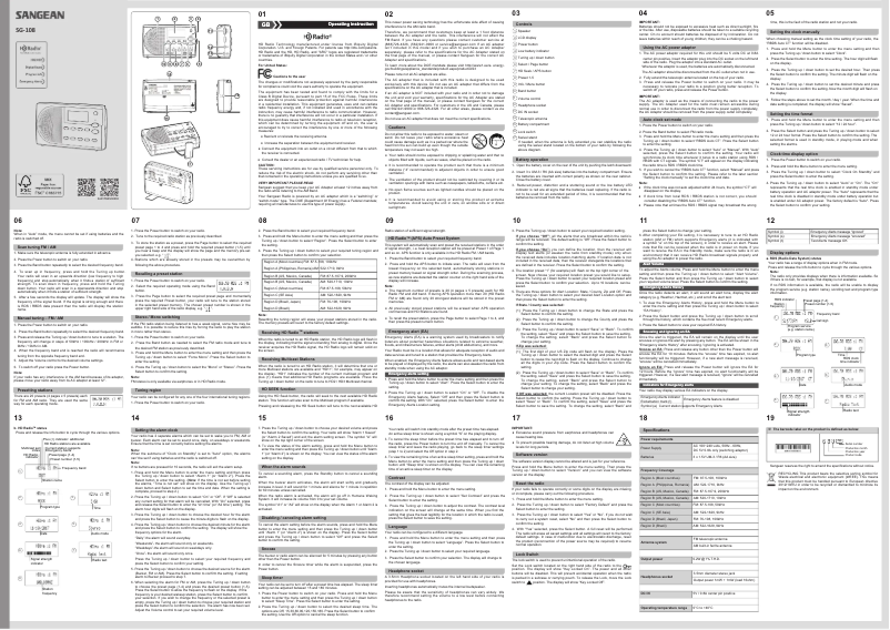 Page n°1 - Manuel utilisateur Sangean SG-108
