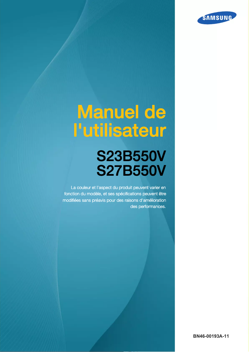 Page 1 de la notice Manuel utilisateur Samsung SyncMaster S27B550V