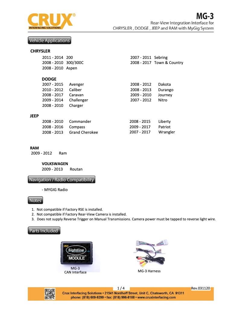 Página 1 del manual Manual de usuario CRUX MG-3