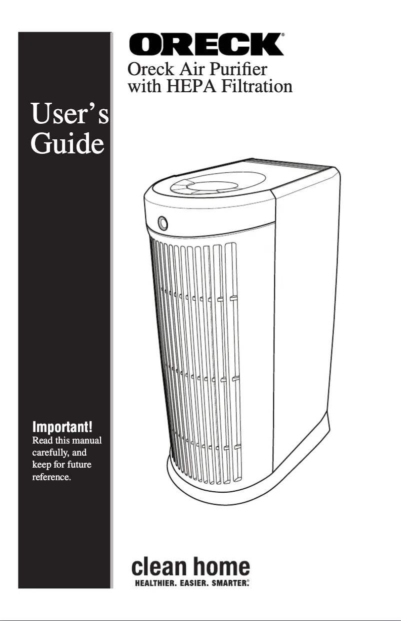 Page 1 de la notice Manuel utilisateur Oreck Air Tower HEPA WK17003QPC