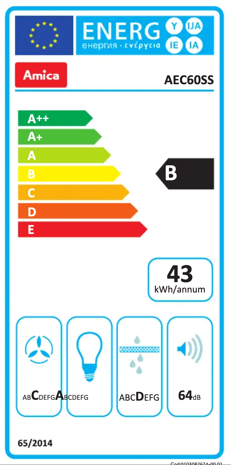 Page n°1 - Label énergétique Amica AEC60SS