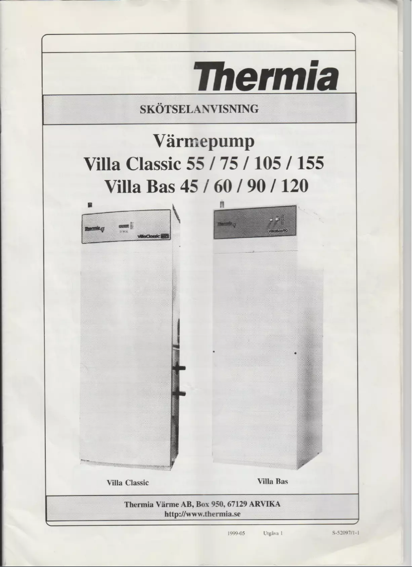 Page n°1 - Manuel utilisateur Thermia Villa Classic 75