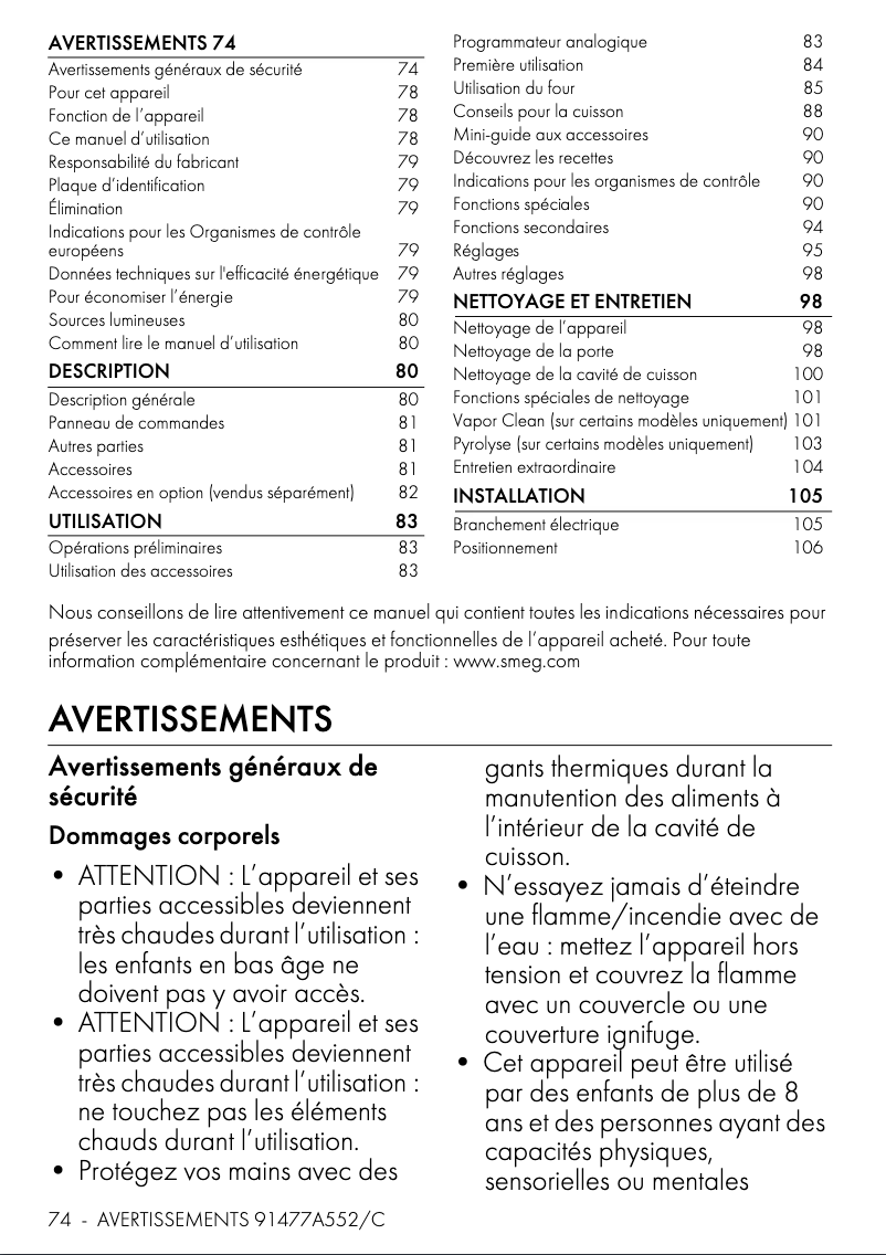 Página 1 del manual Manual de usuario Smeg SOP6102TG