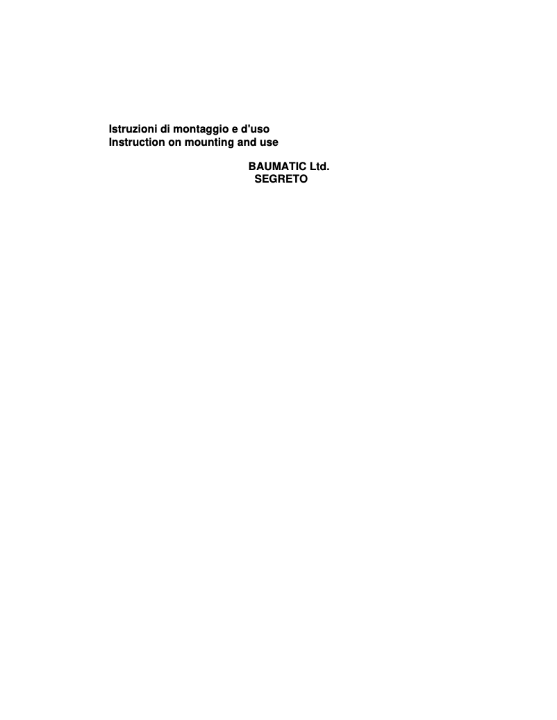 Page 1 de la notice Manuel utilisateur Baumatic Segreto