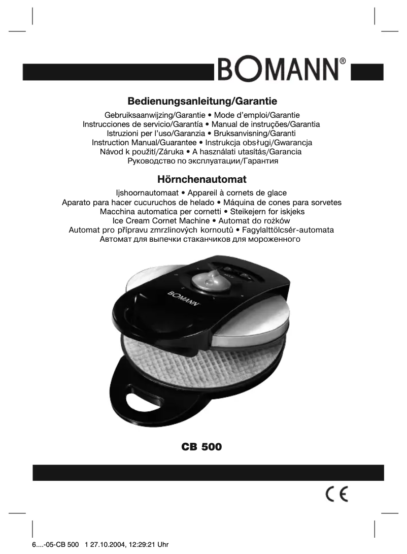 Page 1 de la notice Manuel utilisateur Bomann HA 500 CB