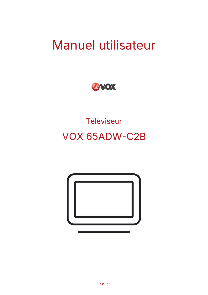 Page n°1 - Manuel utilisateur VOX 65ADW-C2B